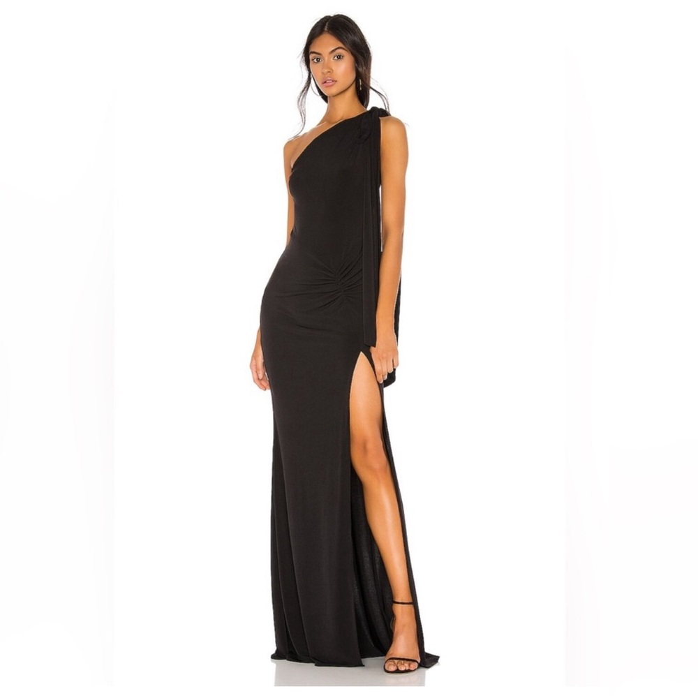 Katie May Attention Seeker Black Gown - One Shoulder, Slit
